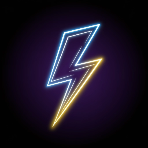 Neon-Icon eines Blitzes, Symbol für Energie und Bewegung