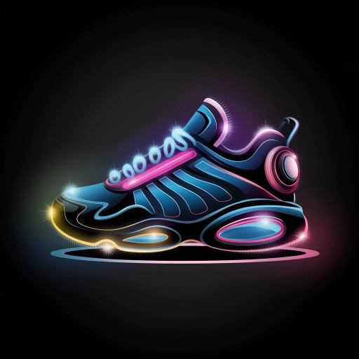 Neon-Icon eines Sportschuhs, Symbol für Sneaker-Leihe